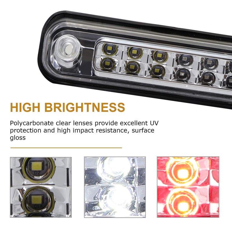 Bomusou Fit for Silverado (94-98), for Blazer (92-93), for Chevy/GMC C/K 1500 2500 3500 (1988-2000) High Mount LED 3rd Brake Light (Chrome Housing Clear Lens) - Image 5